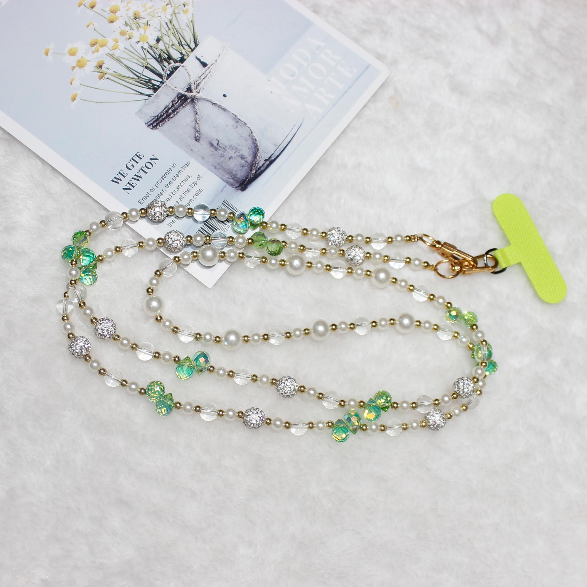 120cm Sparkling Diamond Beads Phone Strap Crossbody Chain A