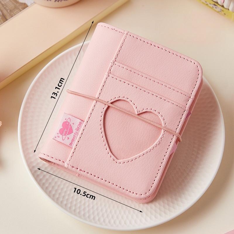 M5 Korean Pink Heart Ring Binder Detachable Portable Travel Journal for KPOP Idol Cute Small Album with Strap Diary Scrapbook