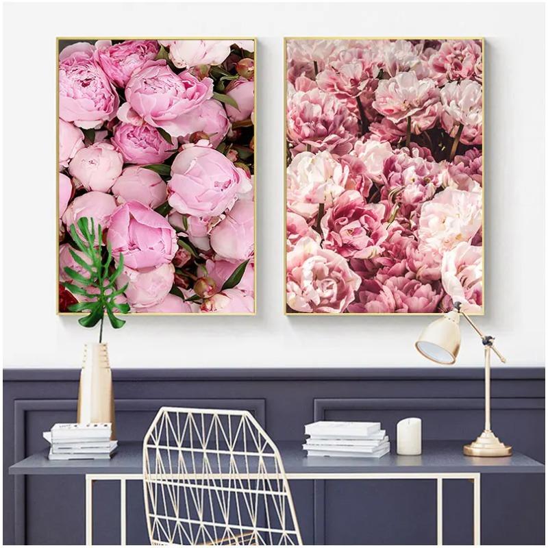 Canvas Painting Elegant Peony Flower Phrase Poster And Print Wall Art Picture For Living Room Home Decoration Nordic Decor