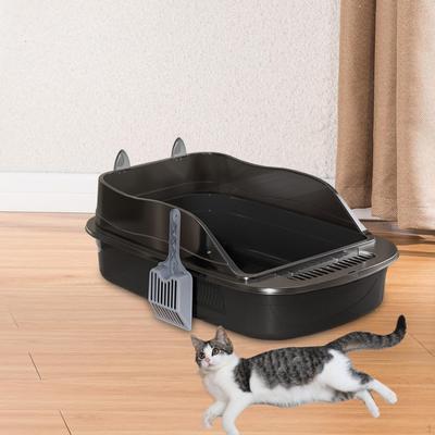 Cat Litter Box Toilet Sandbox for Small and Large Cats U Shape Lowered Front