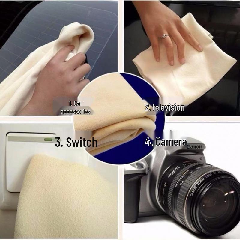 Non-Linting Chamois Car Cleaning Towel - Soft, Suede Cloth for Streak-Free Glass and High Water Absorption