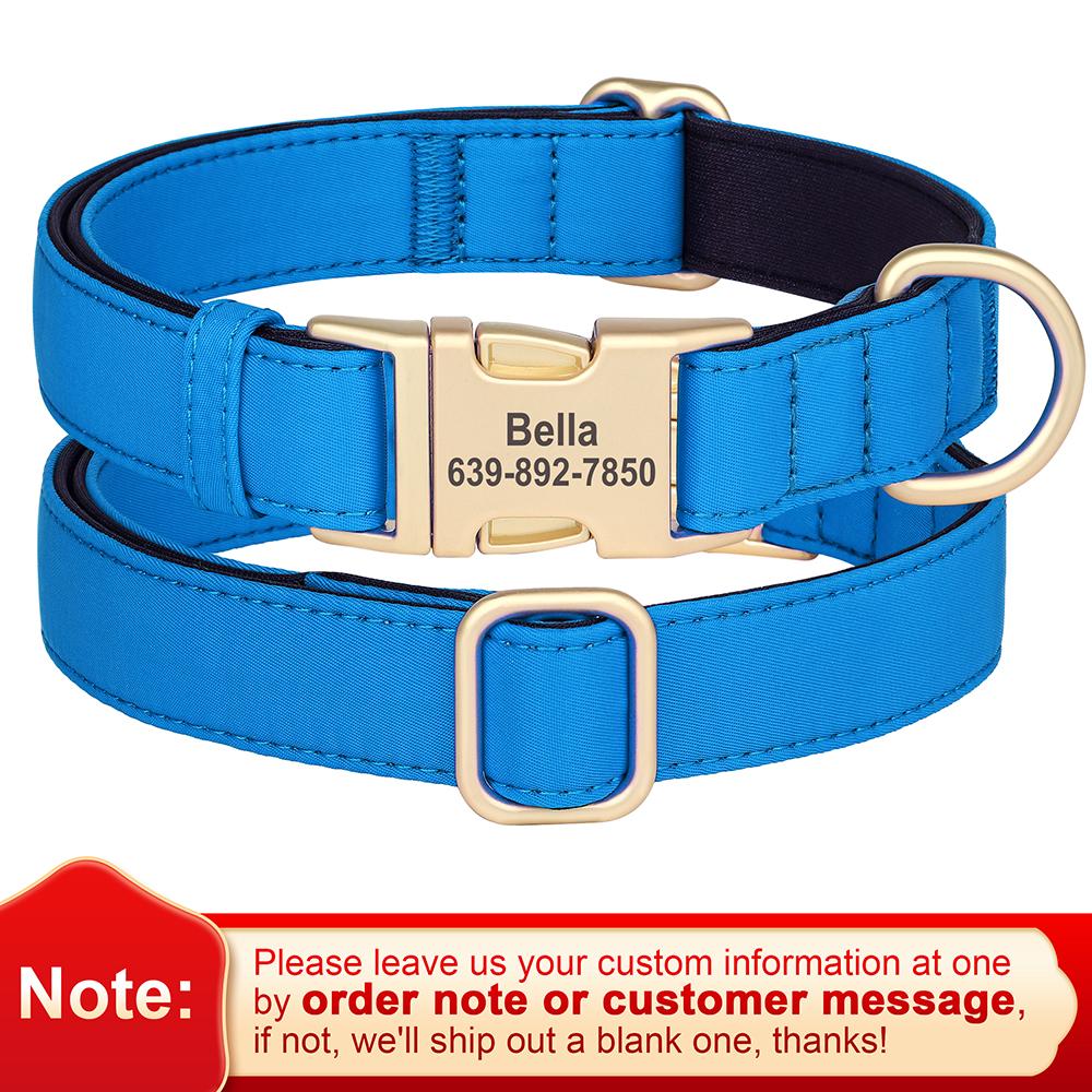 Personalized Nylon Dog Collar Waterproof Pet Collars With Customized Buckle for Small Medium Large Dogs Labrador Free DIY Name