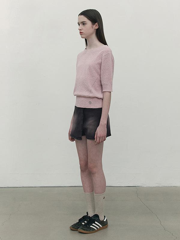 Kirsh Cherry Inner Pants Cover Denim Skirt [Charcoal]