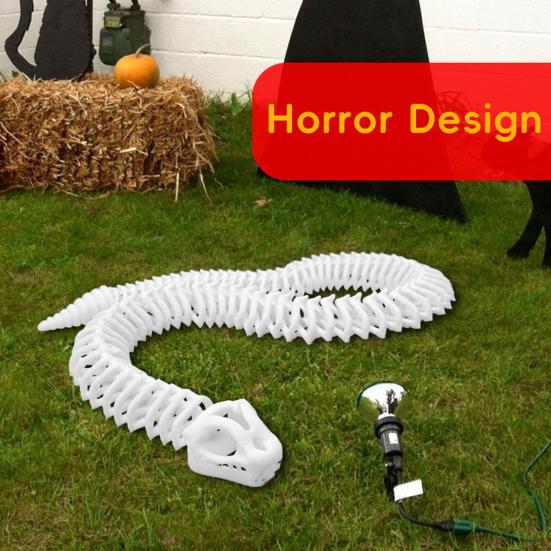 Halloween Skeleton Snake Toy Figurine Movable Joints Snake Bone Figure Articulated Animal Model Desktop Decoration Ornament