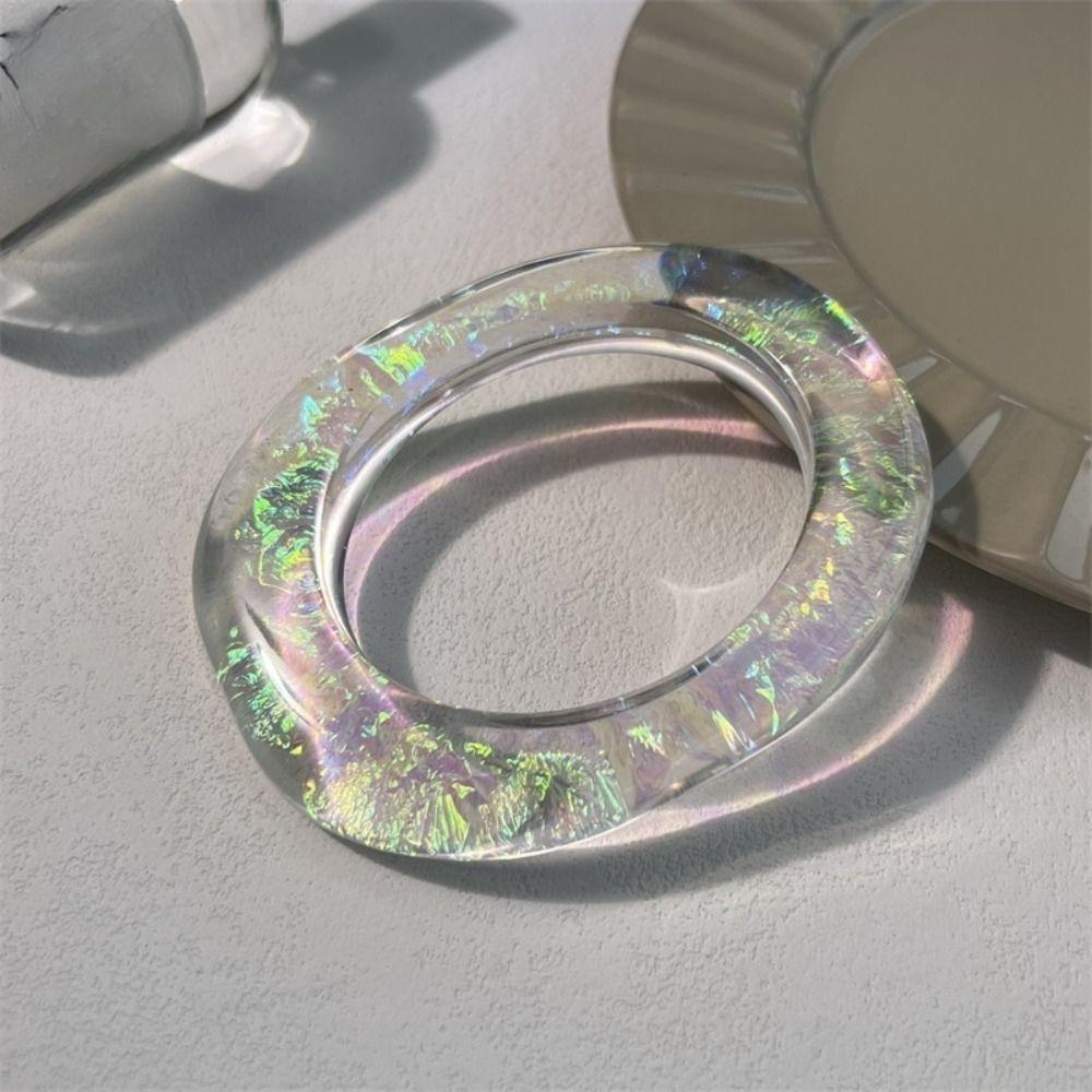 Geometry Transparent Bangle Shining Chunky Bracelets Temperament Women Hand Ring  Daily