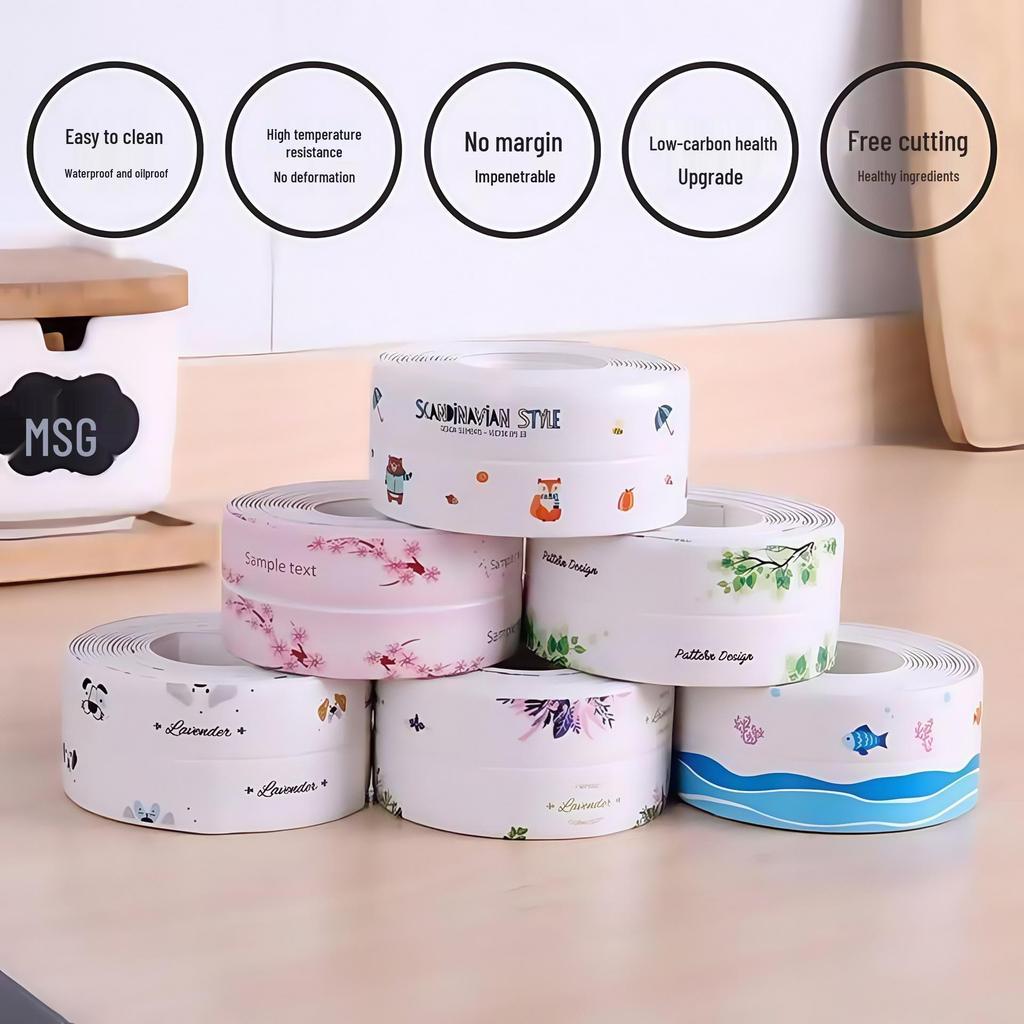 Waterproof Mold-Resistant Grout and Edge Sealing Tape for Kitchens and Bathrooms