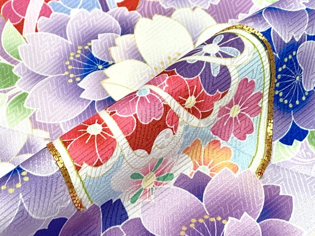 Muromachi 7 Years Old Kimono Golden Koma Fantastic Yotsumi Zori Full Set 753 and Light x Double Cherry Blossom and Flower [Kyoto st. ] Shichi-Go-San