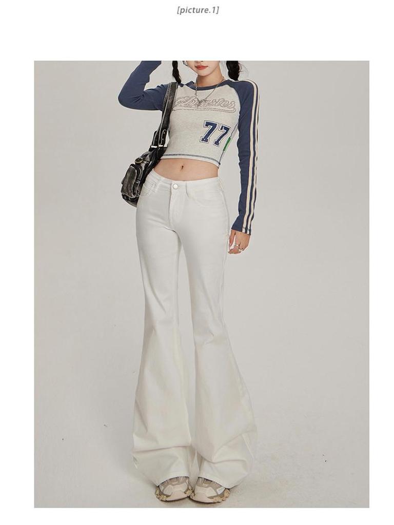 Women's 2025 Low-Waist Slim Fit Flared Jeans - Black, No-Slip, Elastic, Leg-Slimming, Spring Style