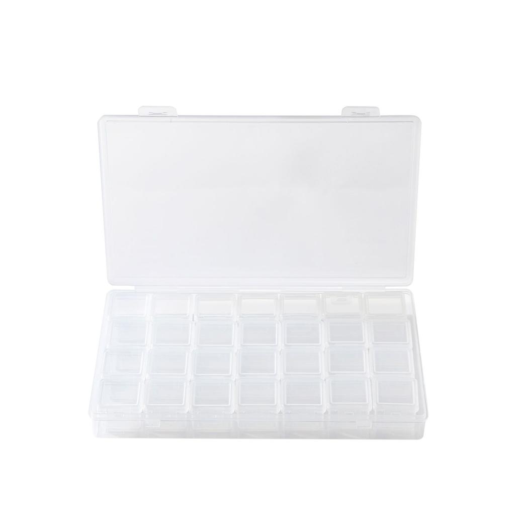 Set Box (1 + 28) Transparent Plastic Box Can Be Split Independent Grid Parts Box Loose Beads Letter Beads Classification Portable Box