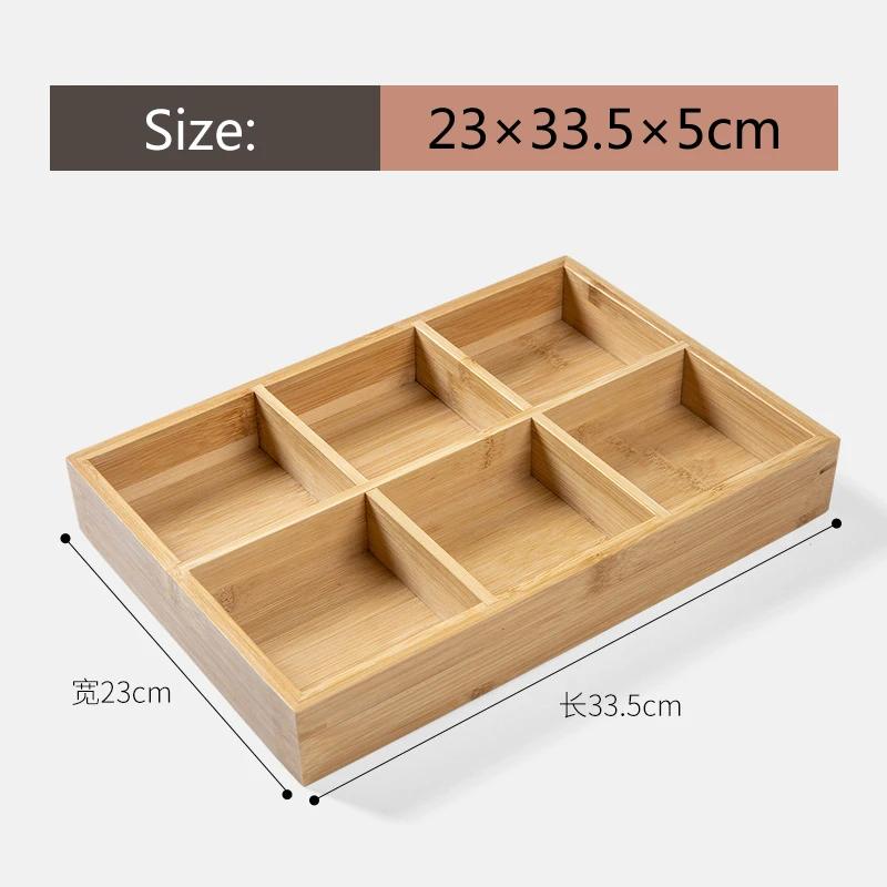 HeMu-Detachable Assembly Bamboo Partition Plate, Circular Square Dried Fruit Plate, Household Snack Storage Tray, Dessert Plate
