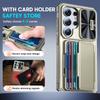 With Card Holder Sliding Camera Cover And Stand For Samsung Galaxy S26 Ultra Phone Case, Anti-Fall PC+TPU Wallet Case-Champagne