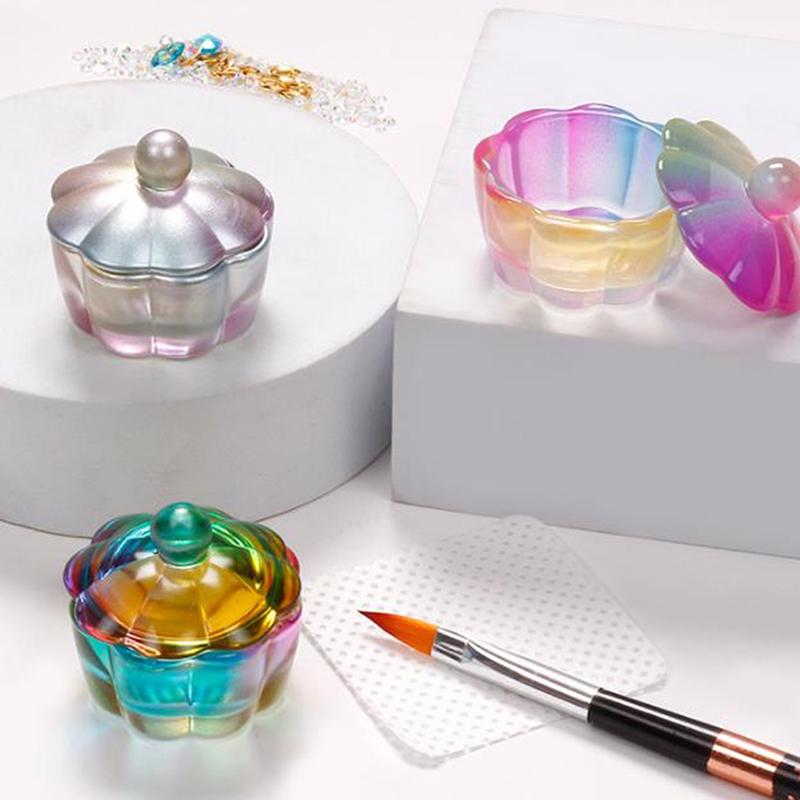 Nail Art Brushing Washing Cup Glass Cup With Lid Bowl Manicure Equipment