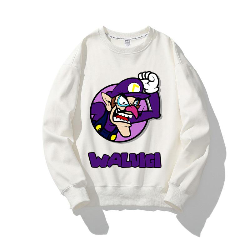 Super Marios Bros Cartoon Sweatshirt for Children Anime Figures Luigi Toad Bowser Yoshi Peach Cosplay Long Sleeved Tops