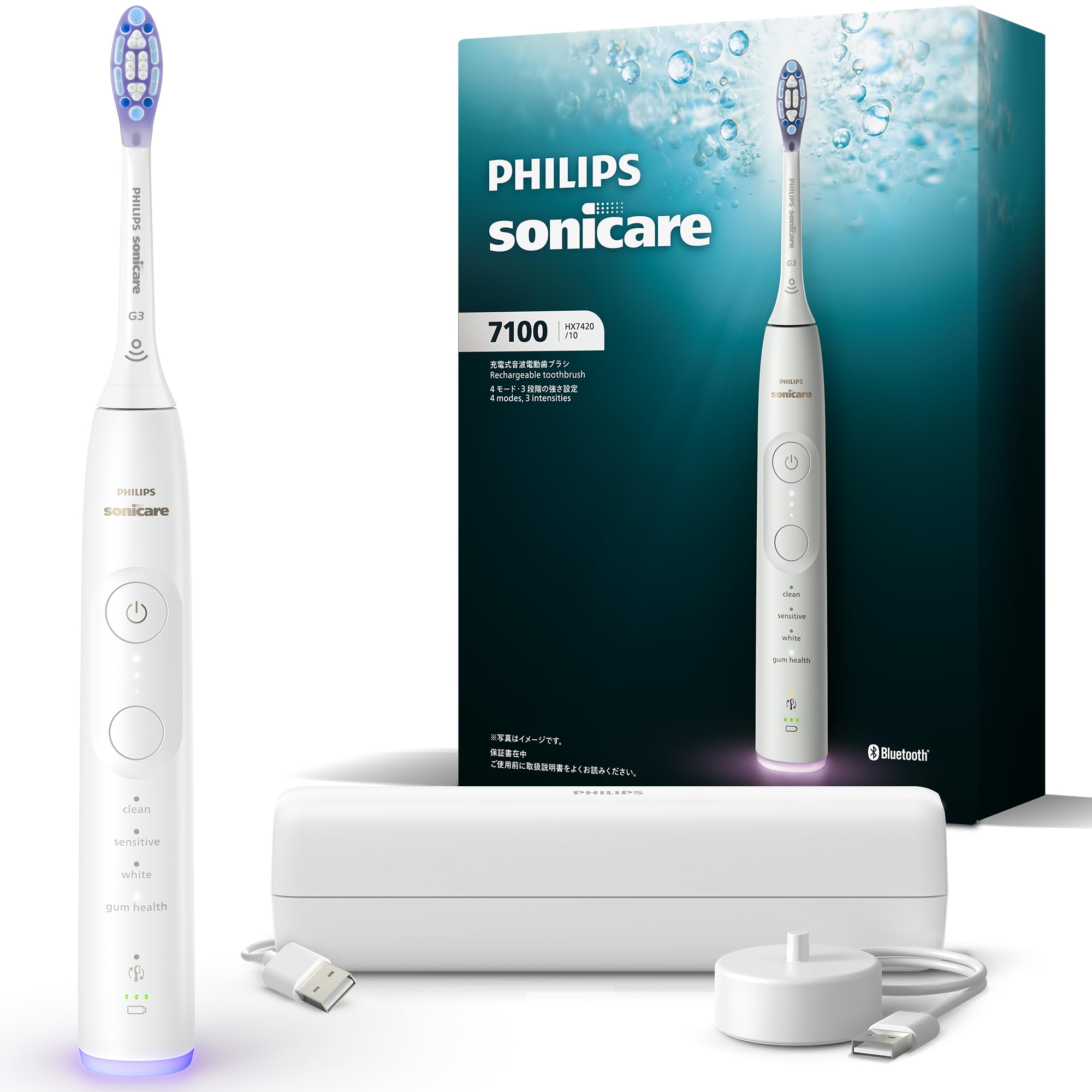 

Электрическая зубная щетка Philips Sonicare 7100 с зарядным устройством для десен и дорожным футляром Белый [Модель 2025] (Премиальный уход, Подставка, В комплекте) HX7420/10 белый