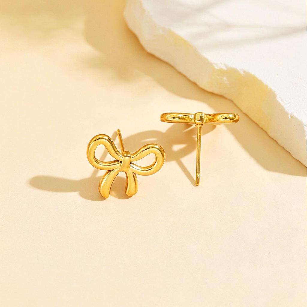 Sweet Butterfly & Bowknot Stainless Steel Earrings - Super Immortal Academy Style for Women
