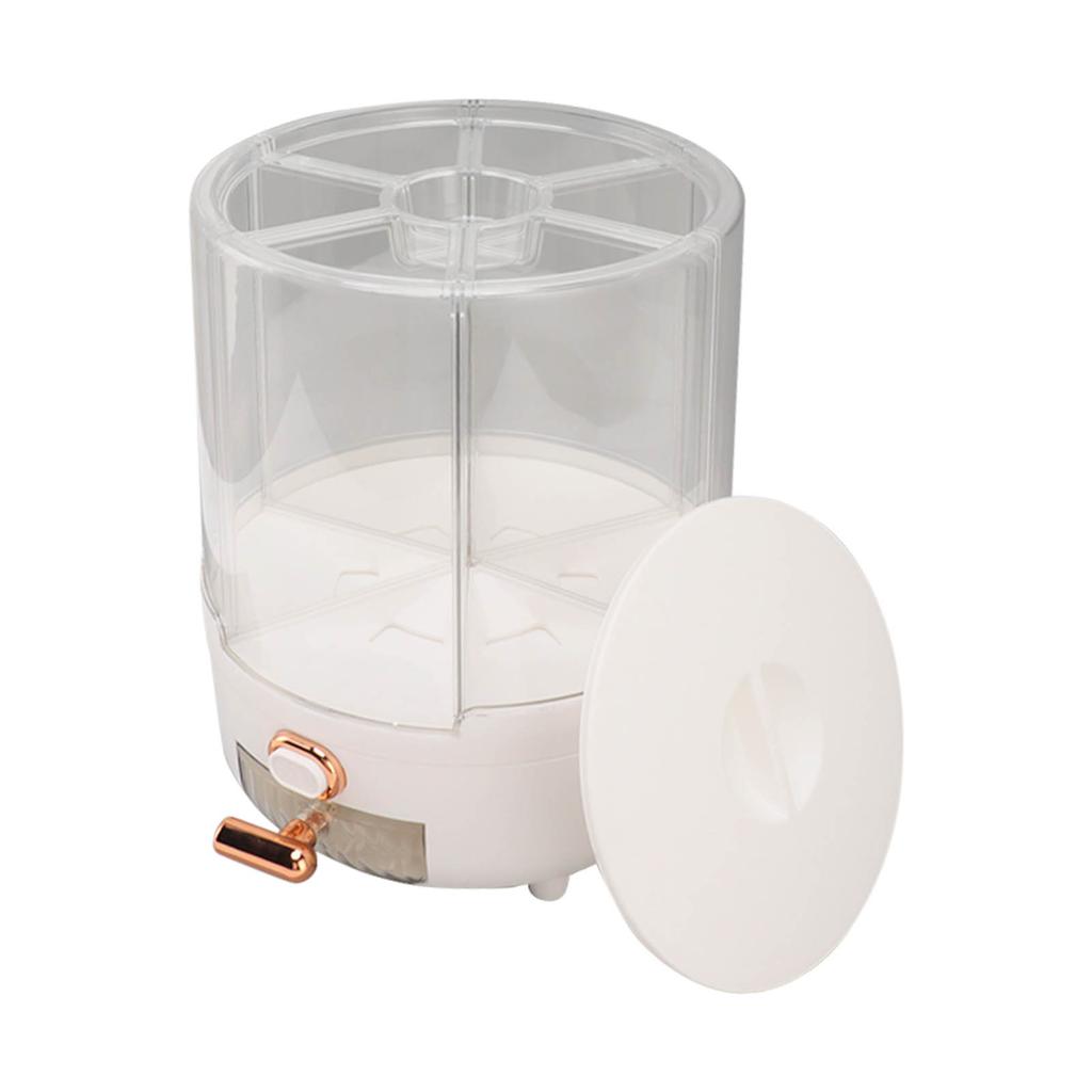 360 Degree Rotating Grain Dispenser Plastic 6 Compartments Kitchen Storage Container for Rice Beans White