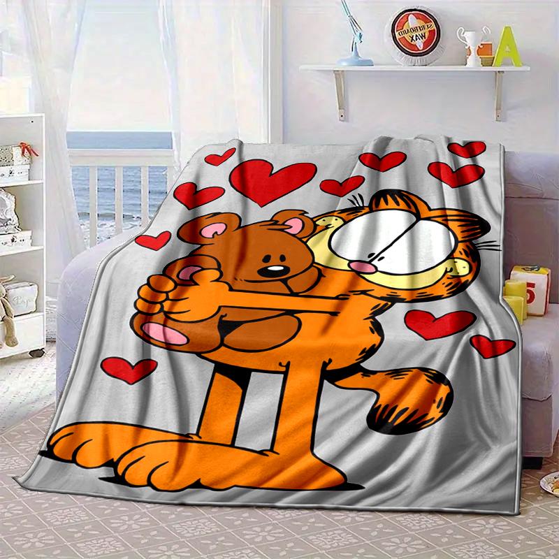 Garfi cat Valentine Heart Blanket Flannel Blanket for bed, sofa, Camping, Hiking, Picnic Essentials, gift for family Fan gifts