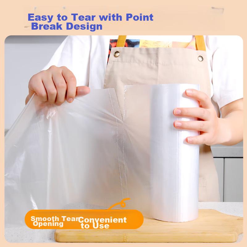 Yessel Food Storage Bags, Medium Size, Microwave Safe, 25*35cm, Thickened, 500 Count, Food-Grade, Commercial Use, Supermarket, Perforated Roll-Up Bags