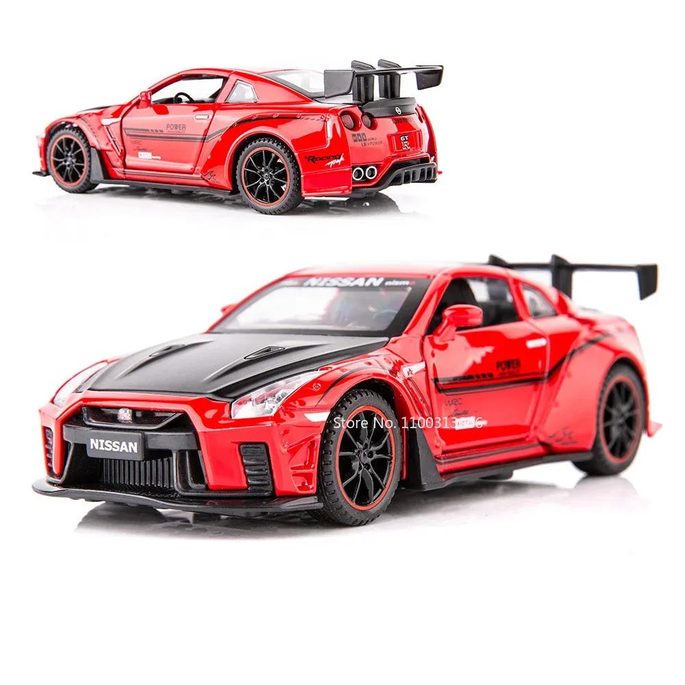 

1:32 Scale GTR R35 R34 Cars Alloy Models Diecast Toys Rubber Tires Sports Car Model with Light Music Toy for Boys Birthday Gifts