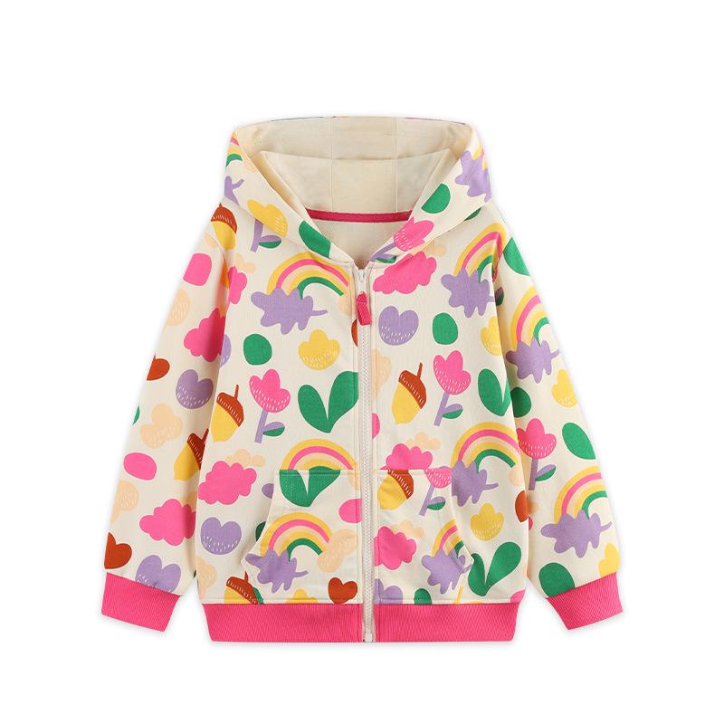 New Autumn Girls Cute European & American Style Knitted Cotton Long Sleeve Zipper Hoodie Jacket 4Y (110cm)