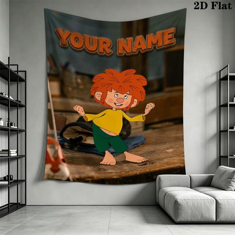 Custom Name Pumuckl Wall Tapestry Aesthetic Wall Hanging Printed Fabric Blanket Decorative Tapestries for Bedroom Living Room Home Decor