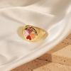 Korean Style Geometric Heart Clover Enamel Ring for Women - Trendy Temperament Design