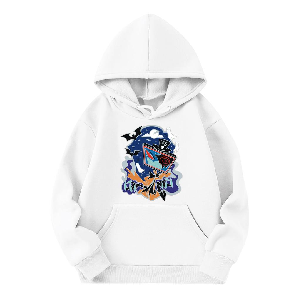 Детская мода Легкий пуловер с длинным рукавом с карманами Толстовка с принтом