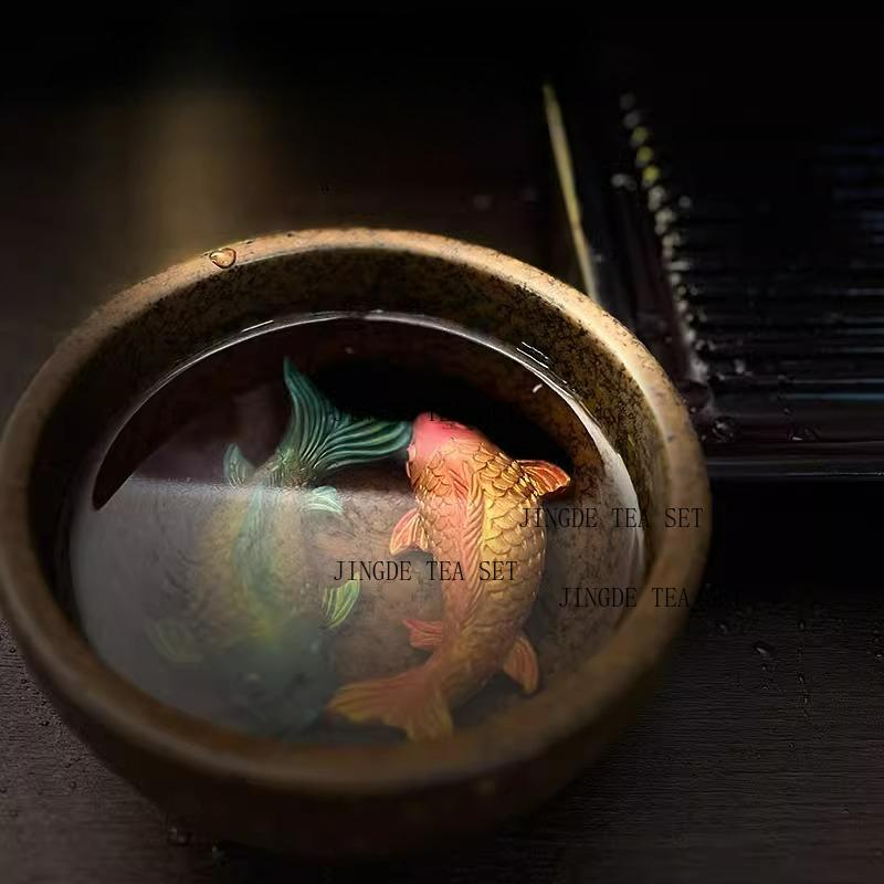 2 Resin Carp Color Changing Tea Pets Lucky Ornaments with Surplus Tea Every Year Playing Tea Table Mascots