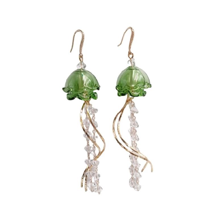 Trendy Watercolor Jellyfish Dangle Earrings Lightweight Acrylic Material Alloy Ear Pendant For Sensitive Skin