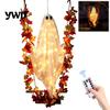 Beleuchteter schwingender Geist für den Garten, Schwingende Outdoor-Dekoration, Großer Halloween-Hänger mit Ahornblatt-Dekorationen, Rankenlichter und Fernbedienung Baum,
