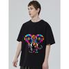 Colorful Elephant Pattern T Shirt Black Psychedelic Animal Print Unisex Casual Wear For Men Women Streetwear Fashion Top