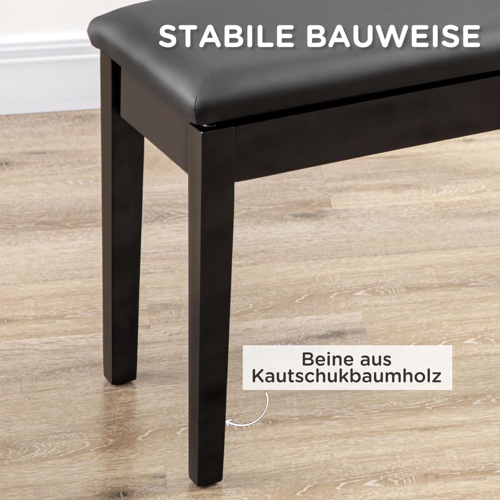 Piano Bench, Piano Bench for 1 Person, Padded, Wooden Legs, Black