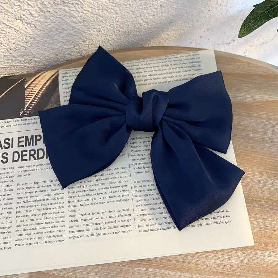 New Bow Ribbon Hair Clip Women Fashion Solid Bowknot Satin Hairpin Rubber Band Girls Ponytail Clip Hair Accessories