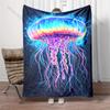 1PC Colorful Glowing Jellyfish Print Adult Children Warm Blankets Home Travel Car Soft Comfortable Suitable for All Seasons