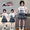 2026 New Thin Girl Summer Sweet Letter Printed Short Sleeved Cake Skirt Two-piece Set, Stylish and Trendy Set