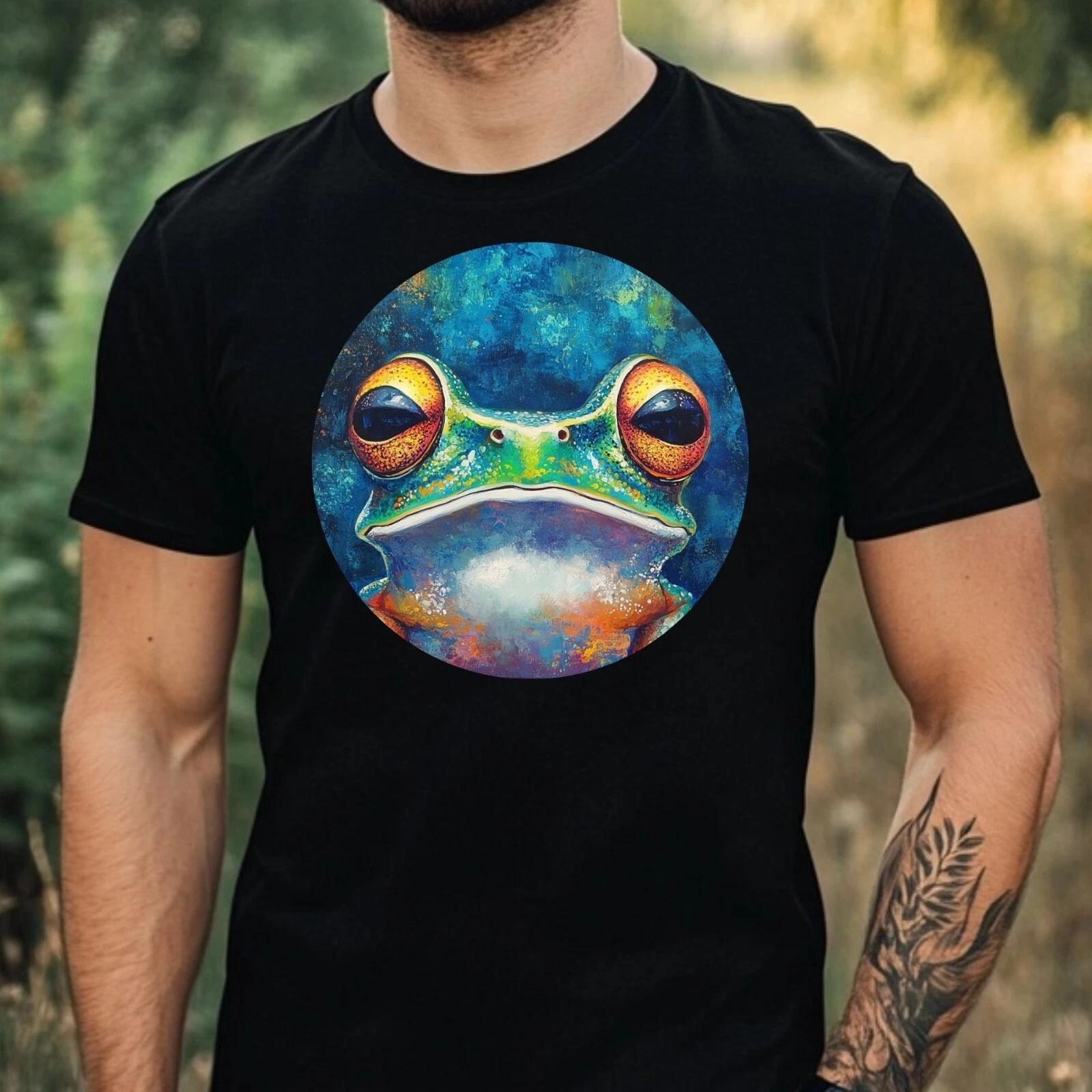 T-Shirt Herren Frosch Portrait Motiv Baumwolle Größe XS bis 5XL L