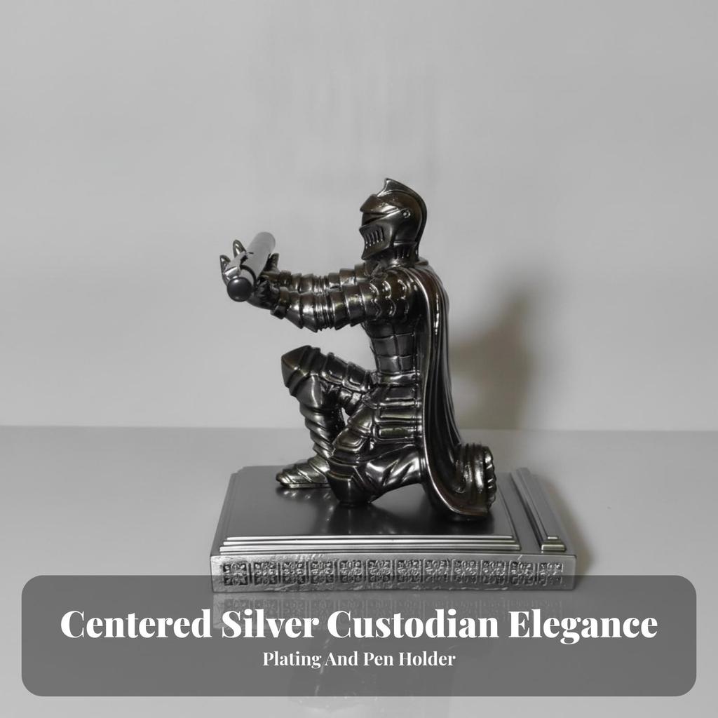Decorative Resin Knight Pen Holder with Sword Shiny Finish for Study,