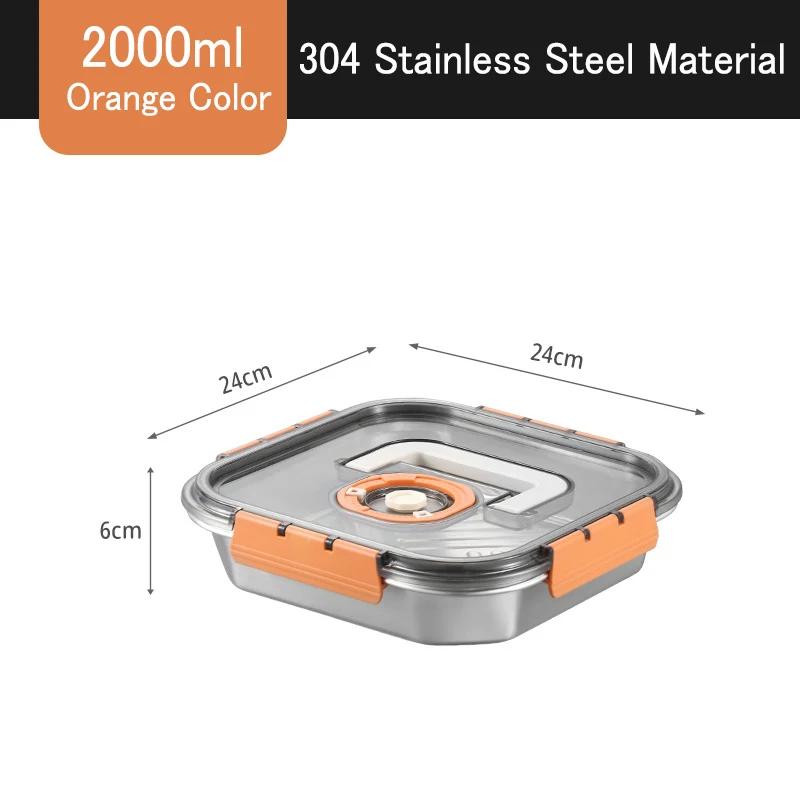 Stainless Steel Food Storage Box Thickened Square Plate Portable Side Dish Container Freshing Lunch Box with Carrying Handle