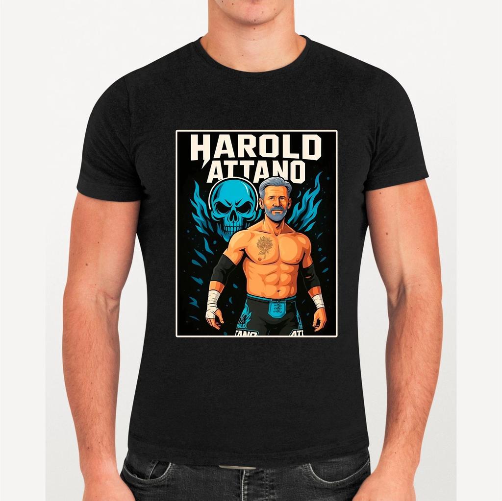 Harold Attano T-Shirt Retro Wrestling Hitman Tee for Adults Classic Grappler Top