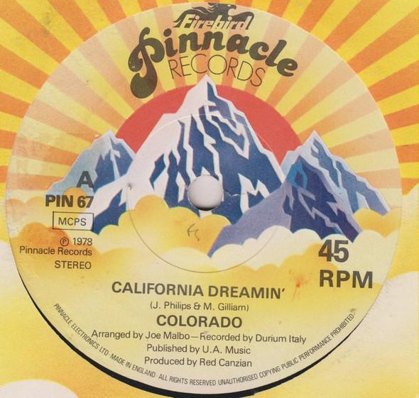 

7-дюймовая пластинка COLORADO California Dreamin PIN67 Pinnacle Record 1978 UK Dance Electronica Б/у