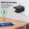 55W USB + USB-C QC3.0 Fast Charging PD Charger for iPhone 15 Plus 14 Pro Max Samsung  Xiaomi Realme Universal Wall Charger
