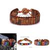 Ethnic Inspired Artificial Colored Stone Weaving Wide Bracelet For Women With Minimalist Design
