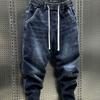 Spring Men's Loose Casual Elastic Waist Jeans
