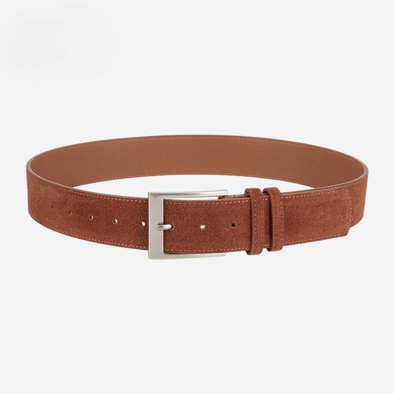 High-end Suede Maillard Wear Wide Belt Women's Niche Decorative Dress Belt Korean Style Genuine Leather Belt