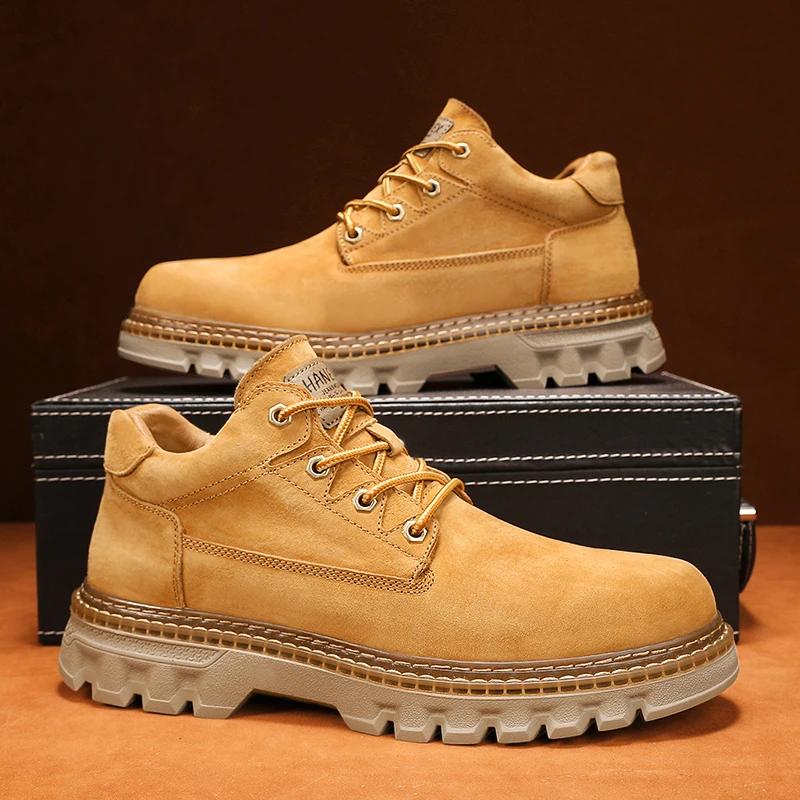 Fashion 2025 Winter Ankle Boots Men's Boots Outdoor Comfortable Yellow Boots with Classic Design High Top Men Casual Shoes Choice