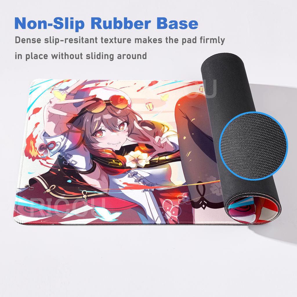 XXL Teppich Anime Hu Tao HD Druck Mauspads Gummi Gaming Genshin Impact Mauspads Tastaturmatten Computer PC Laptop Spieltischmatte
