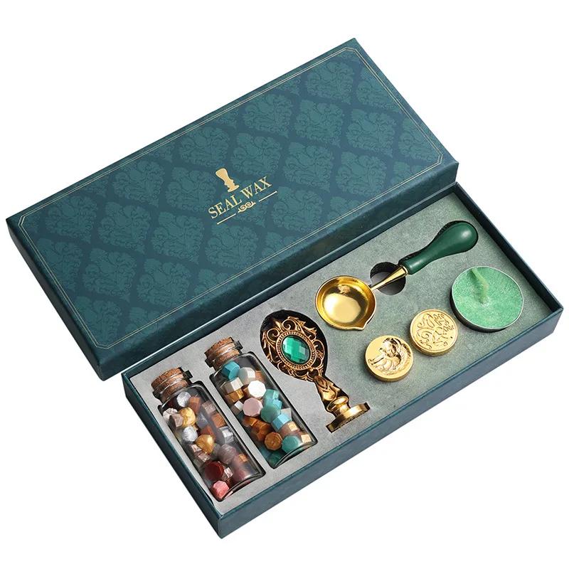 1 SET Creative Retro Lacquer Seal Complete Set Wholesale Envelope Sealing Wax Lacquer Wax Granules Gift Seal Wax Granules Set
