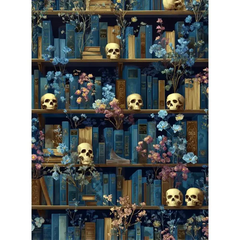 CHENISTORY Paint By Number Skull bookshelf Hand Painted Painting Art Drawing On Canvas Gift DIY Pictures By Numbers Kits Home De