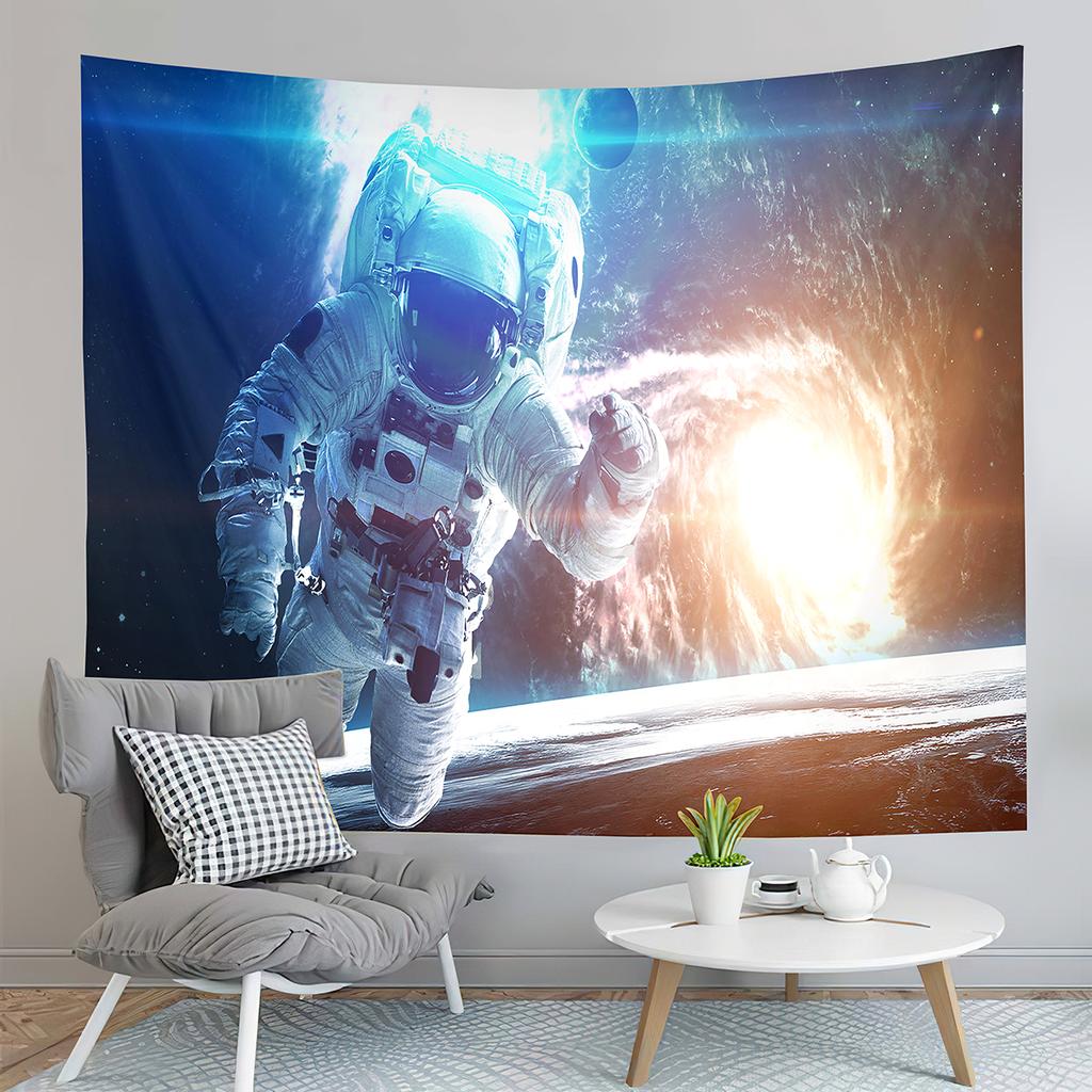 Funny Astronaut Tapestry Outer Space Tapestry Hold Up The Moon Tapestry Home Living Room Bedroom Dorm Wall Hanging Decor Blanket