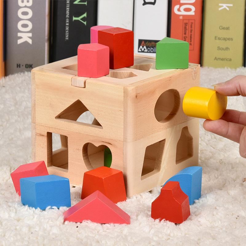 Montessori Holzspielzeug für Kinder, frühe Bildung, 13-Loch-Puzzle, Farb- und Form-Matching-Trainingsspiel, Lernspielzeug, Kindergeschenke